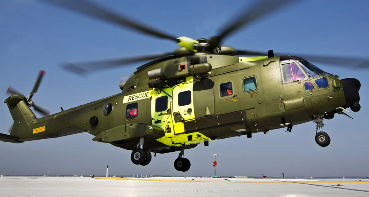 Helikopter der er paa vej til at lette